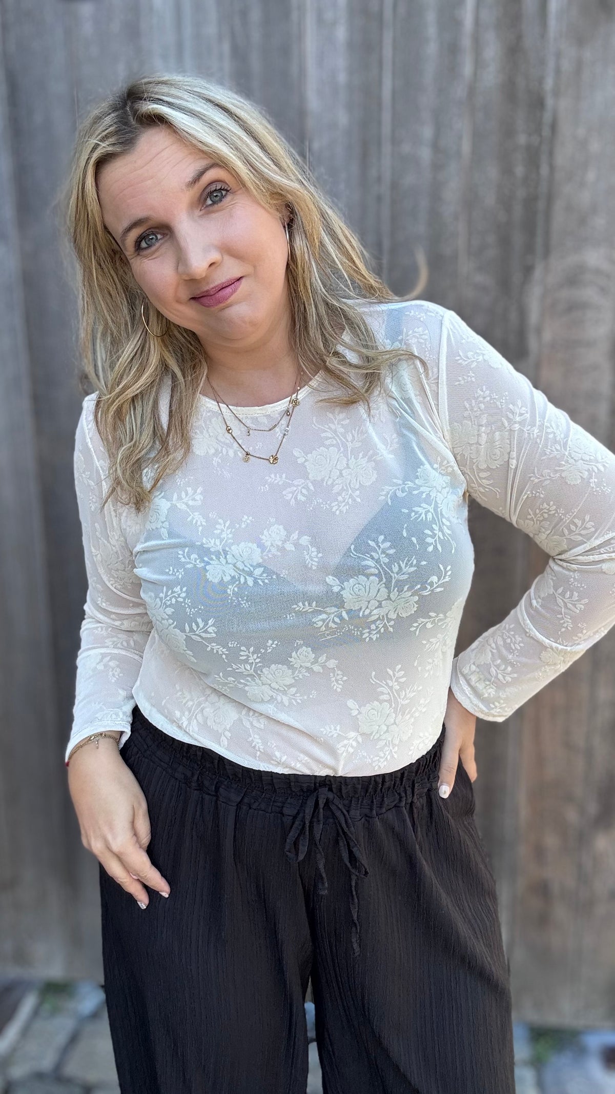 Velvet bloom blouse - Crème