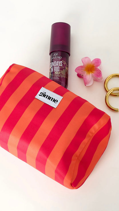 Make-up tas stripes - oranje/roze
