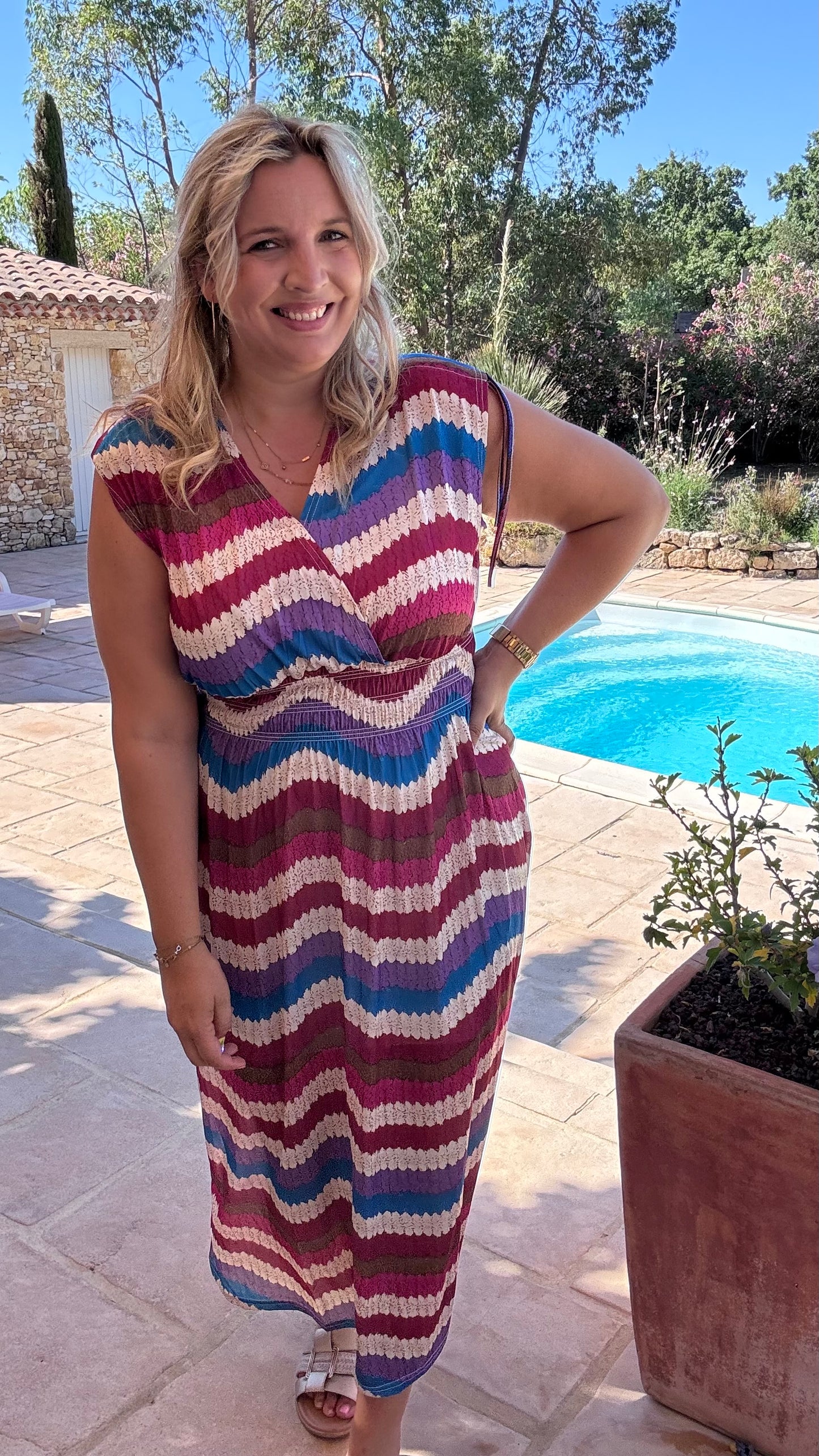 Every Woman Dress - Aztec glow (blauw/roze)