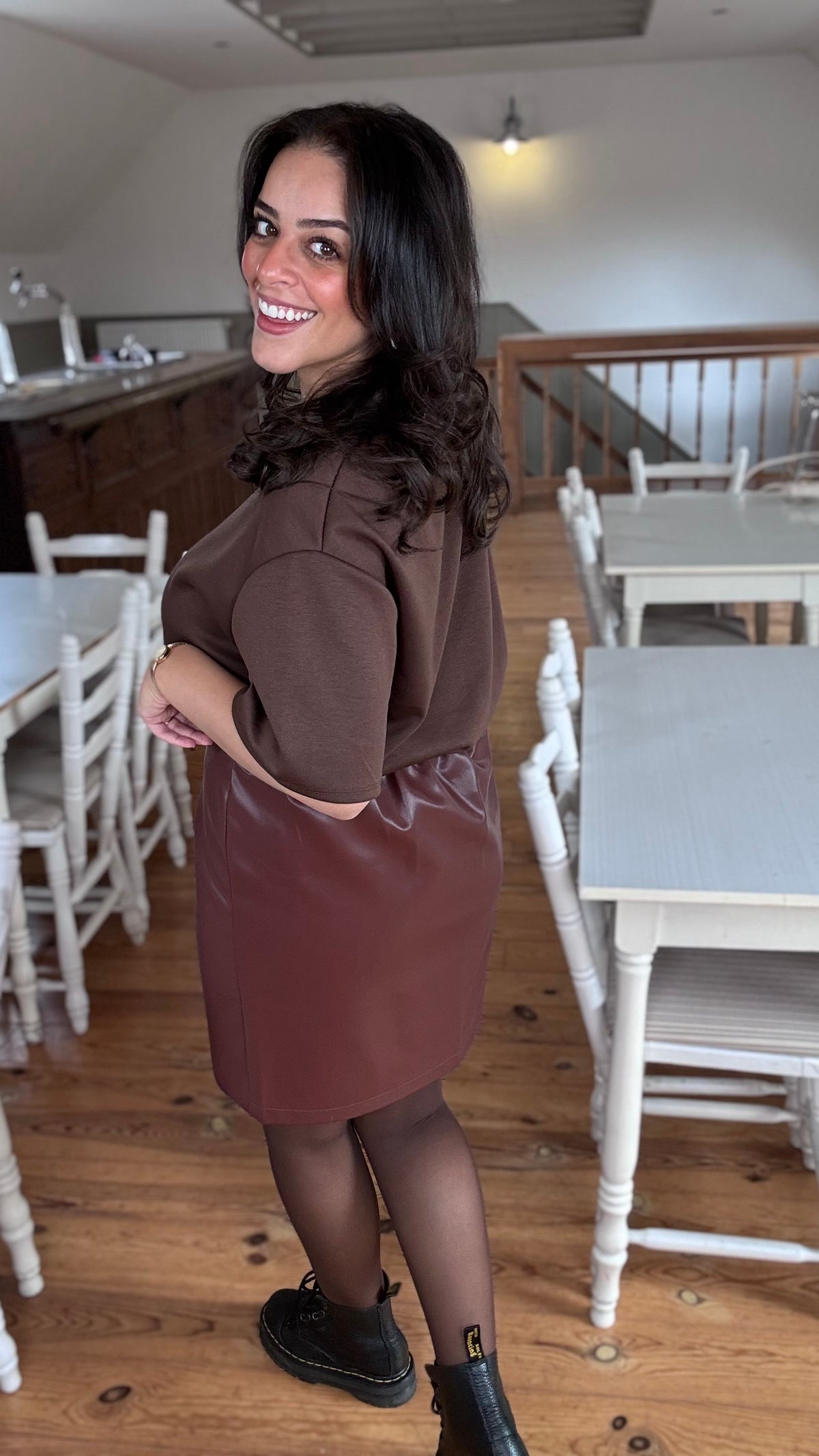 Lina leather rok - Bruin