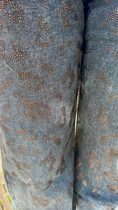 Leopard jeans - Grey Sparkle