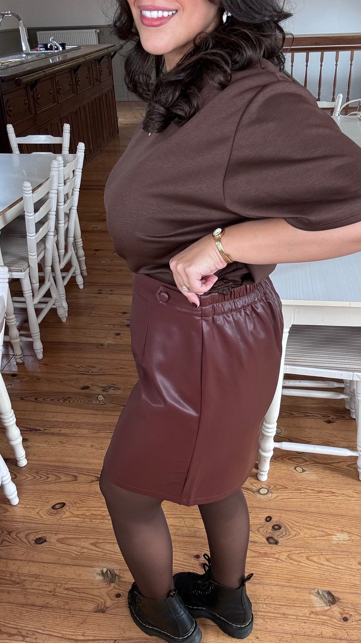 Lina leather rok - Bruin
