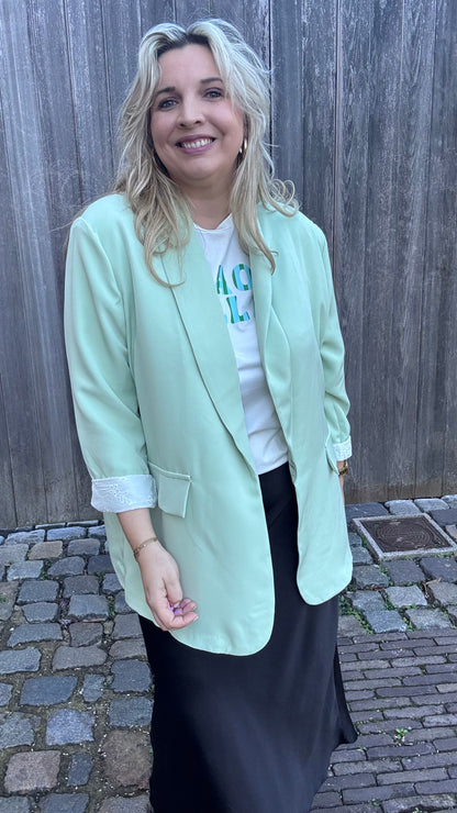 Lace touch blazer - Mintgroen