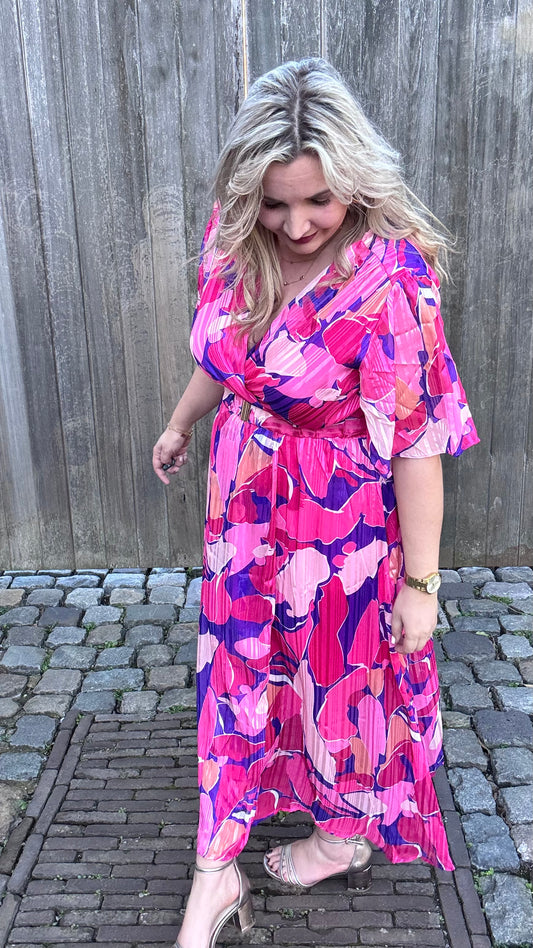 Pink blossom jurk