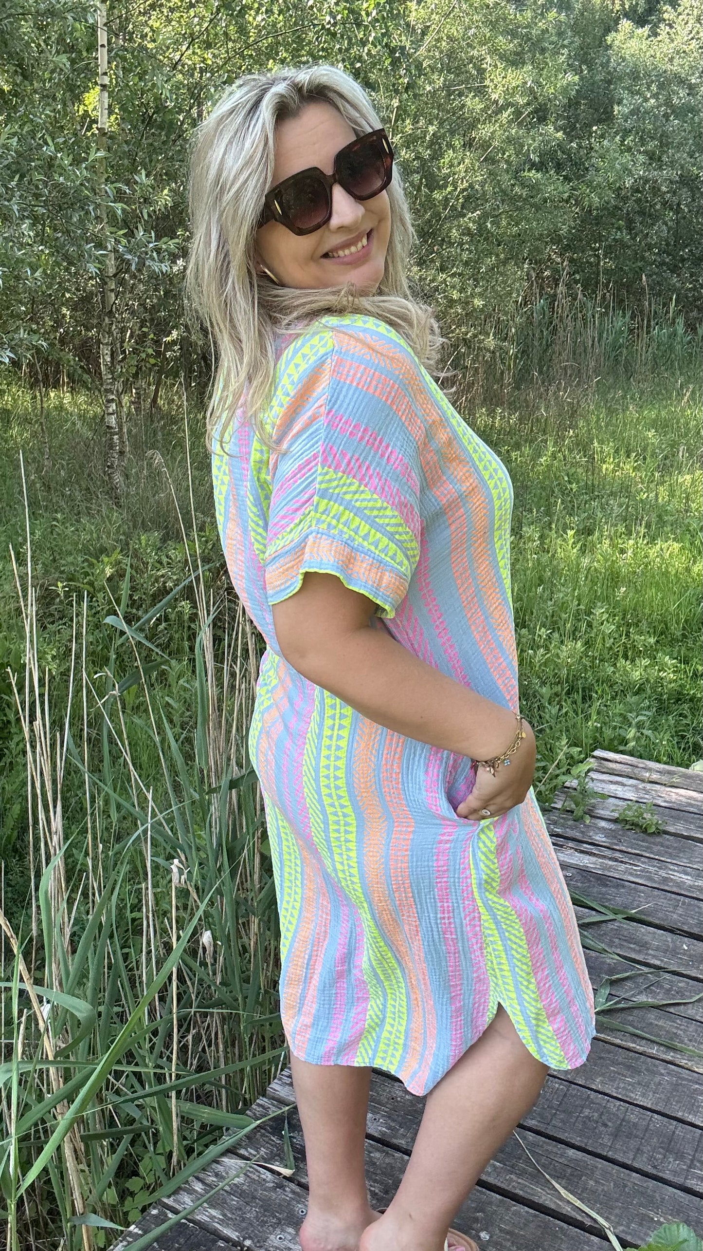 Coastal tetra dress - Blauw