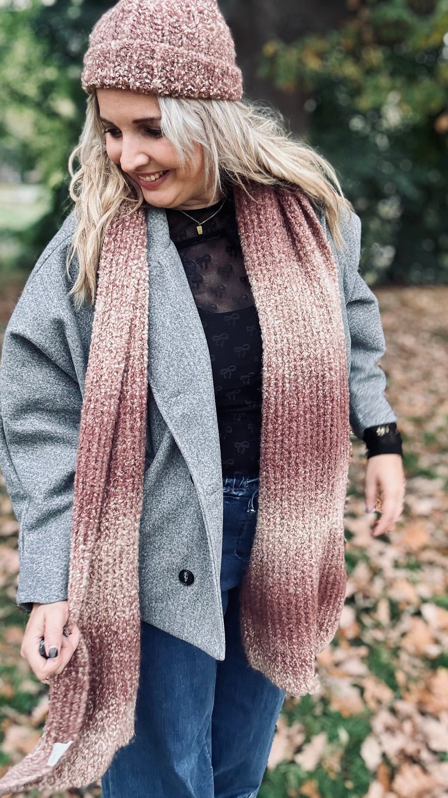 Mingle set (sjaal & muts) - Blush