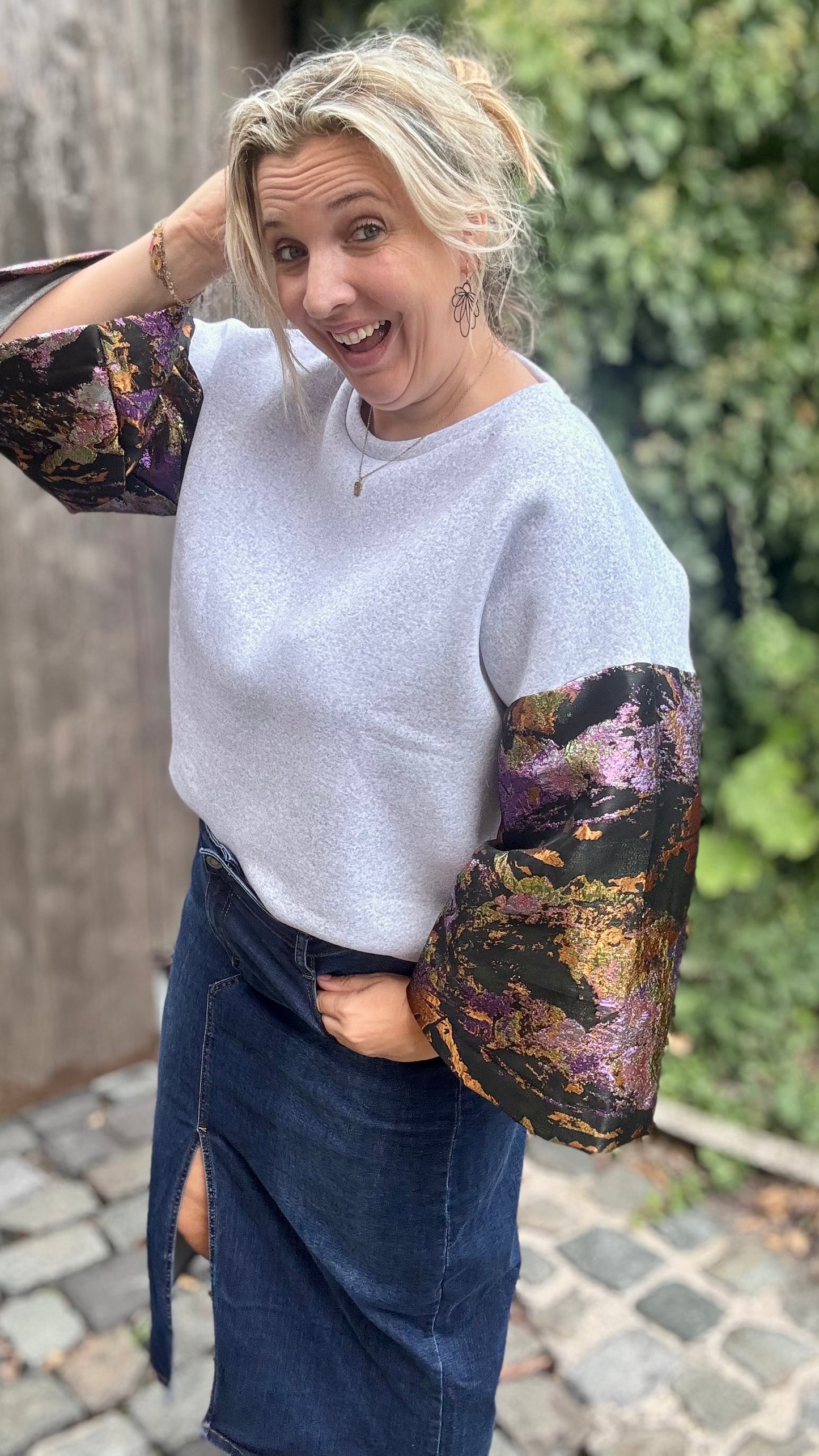 Shimmer sweater - Grijs/zwart