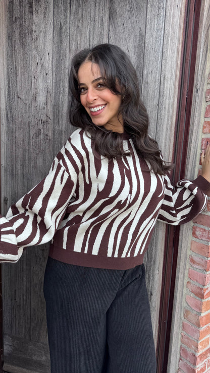 Zebra trui - Bruin