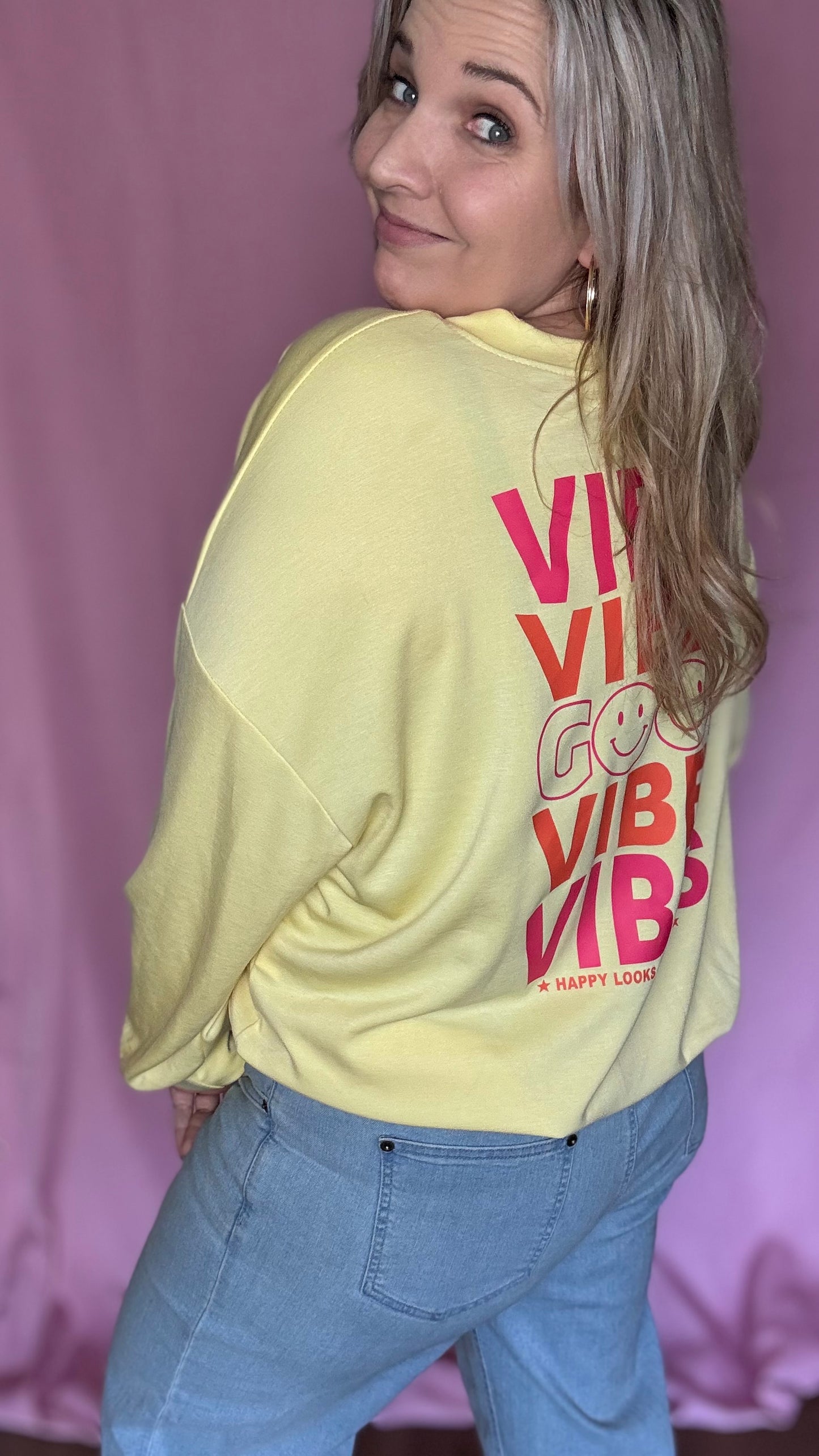 Good vibes sweater - Geel