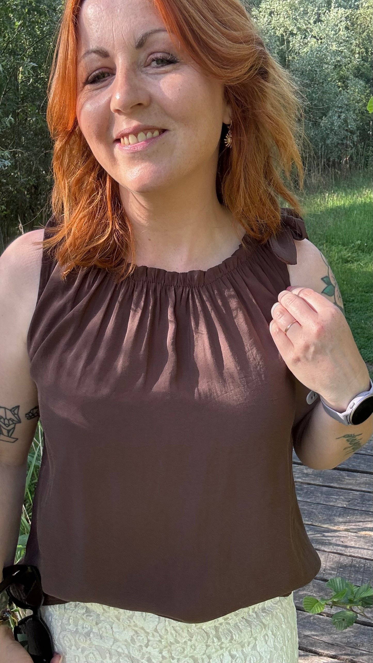 Shoulder bow top - Chocolat