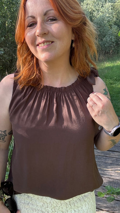 Shoulder bow top - Chocolat