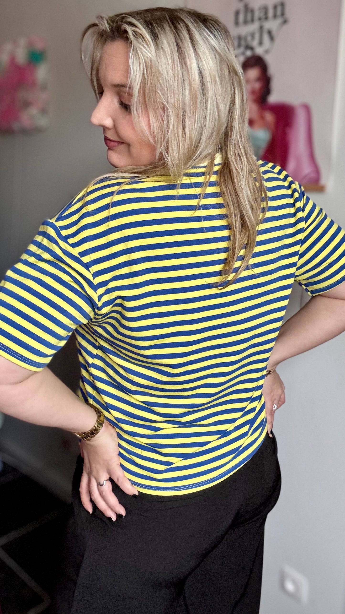 Claudia shirt - Blauw/geel
