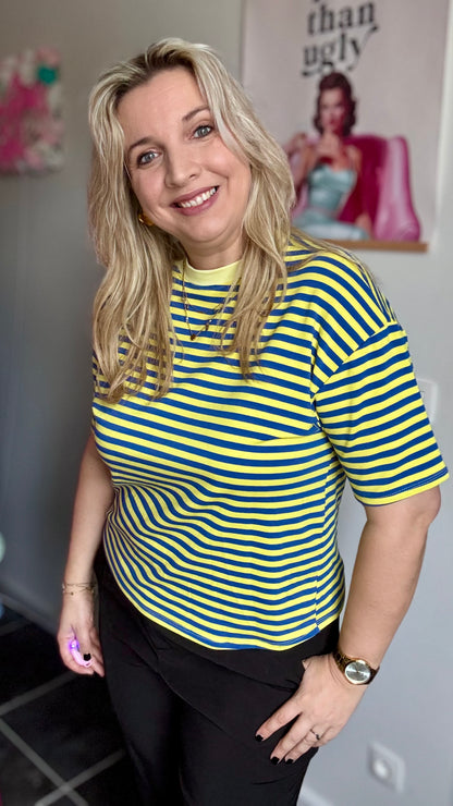 Claudia shirt - Blauw/geel