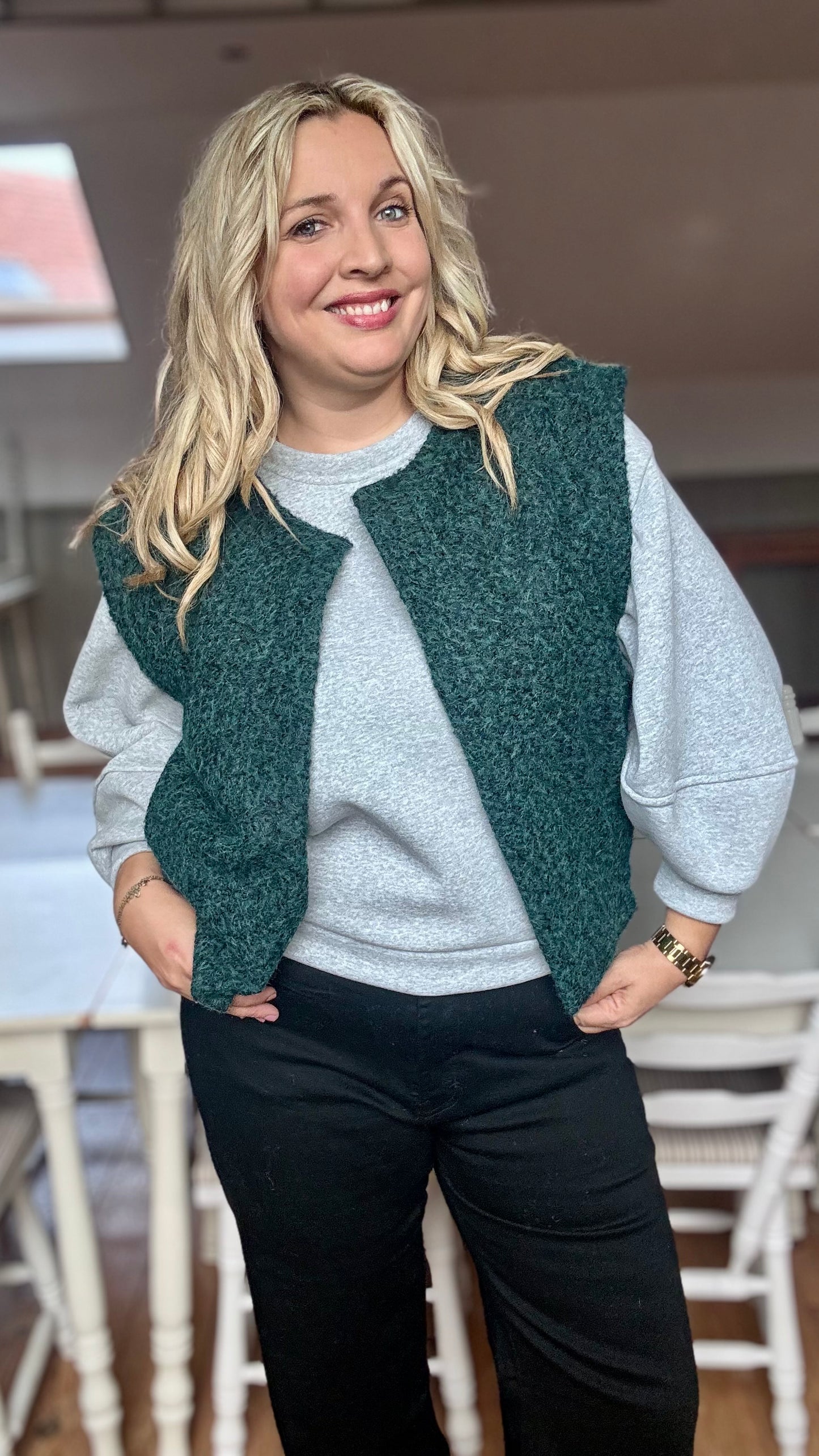 Brush gilet - donkergroen