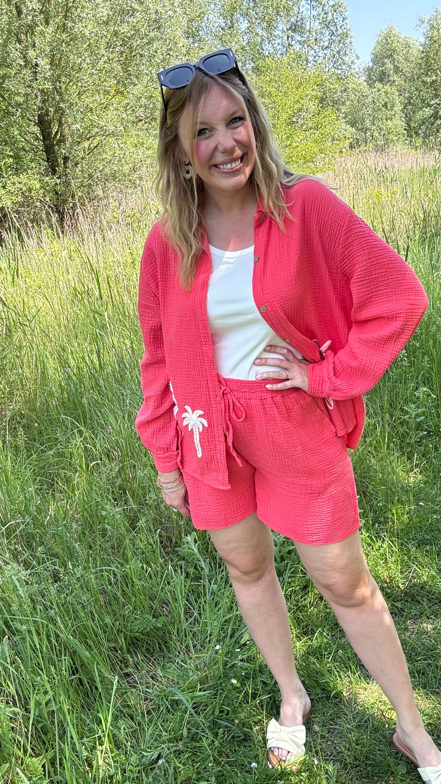 Palm breeze blouse - Koraal