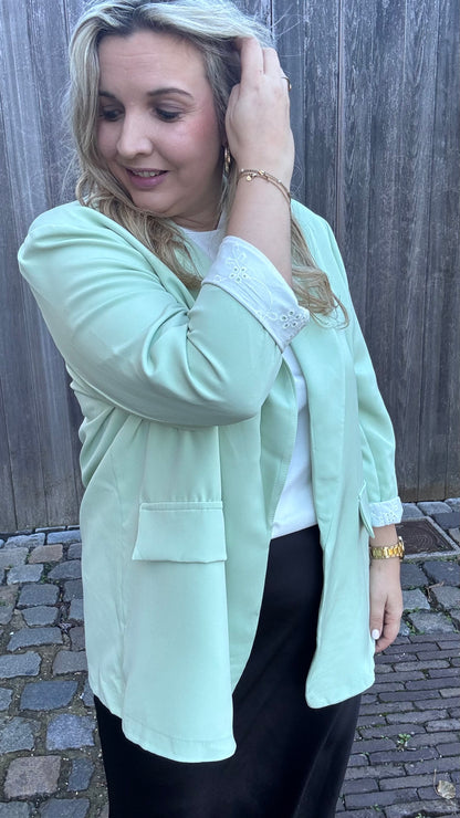 Lace touch blazer - Mintgroen