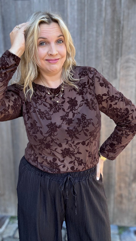 Velvet bloom blouse - Bruin