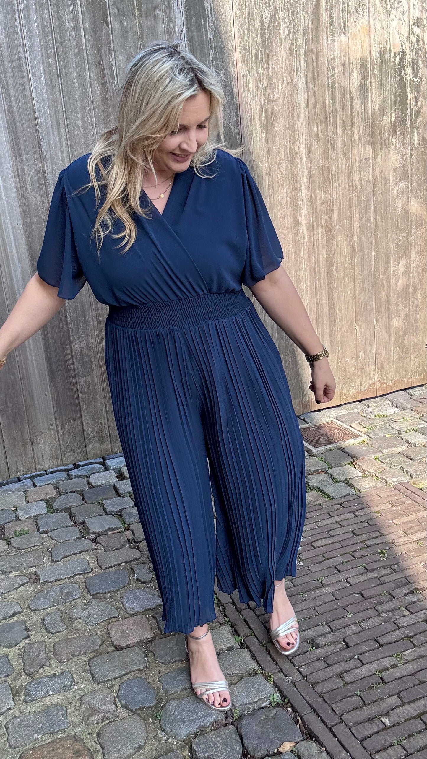 Plissé jumpsuit - Navy