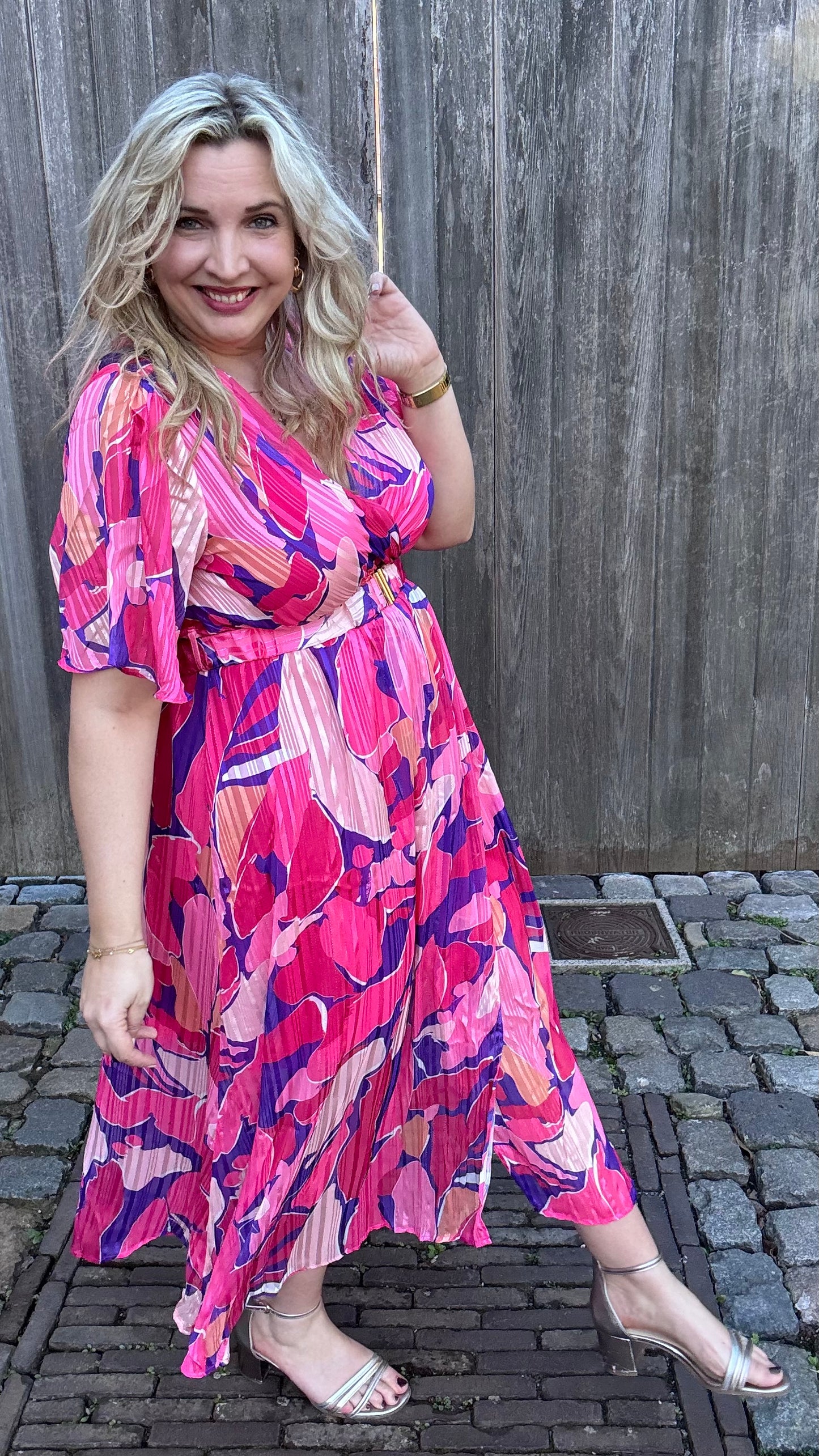 Pink blossom jurk