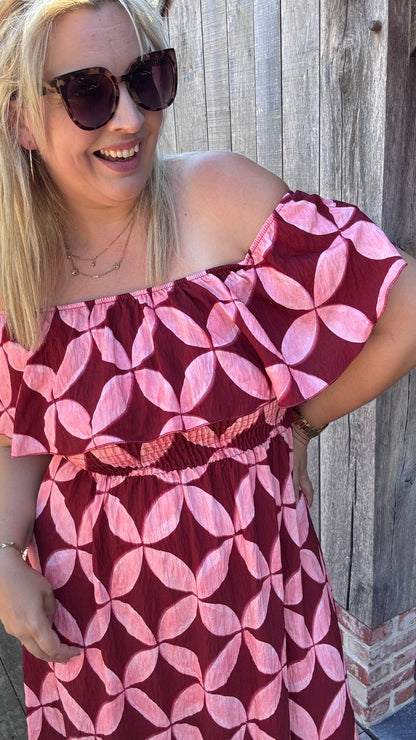 Rozanna off-shoulder jurk - Roze