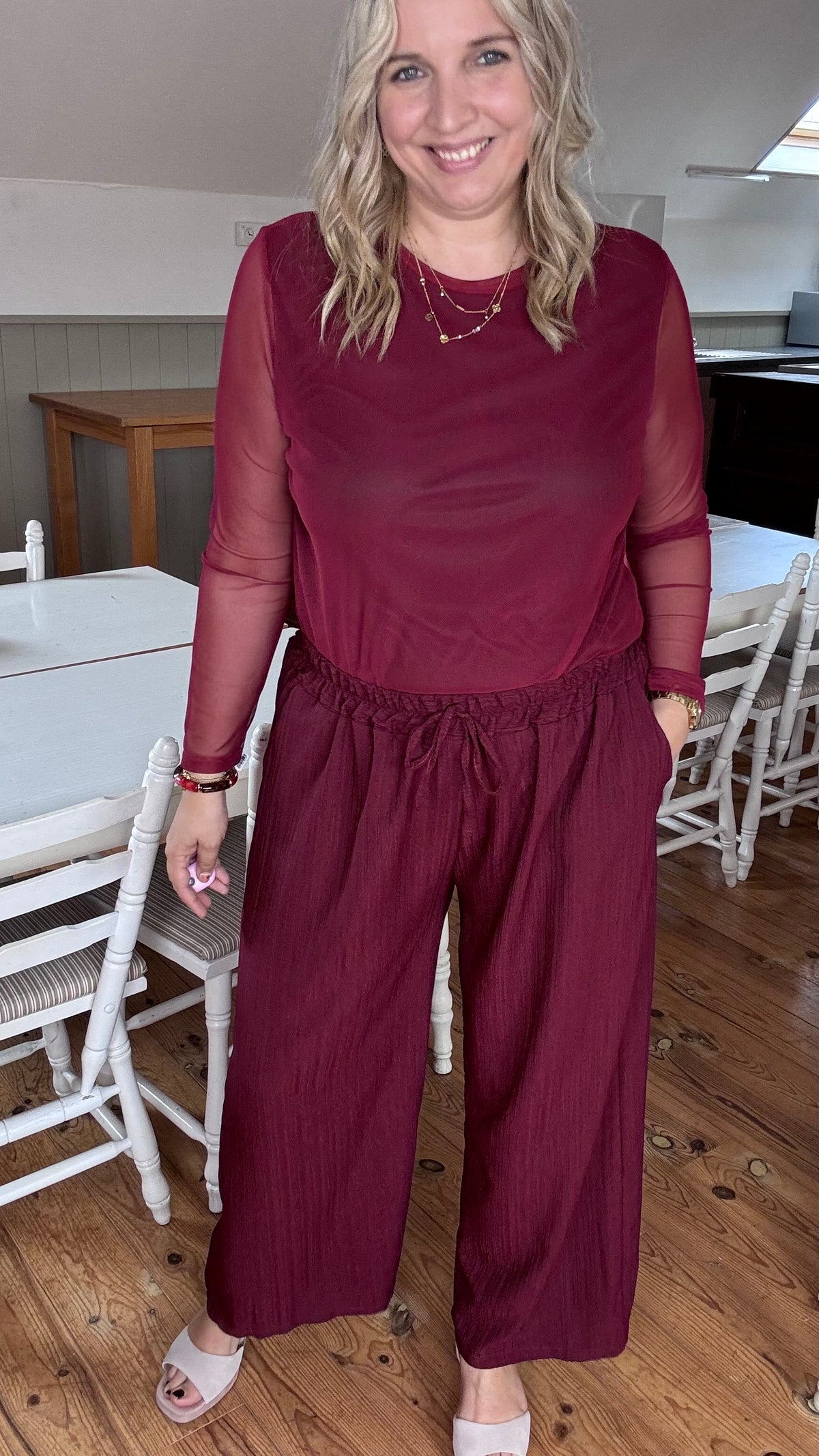 Bella palazzo pants - Burgundy