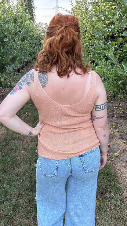 Fine knit Lurex top - Peach