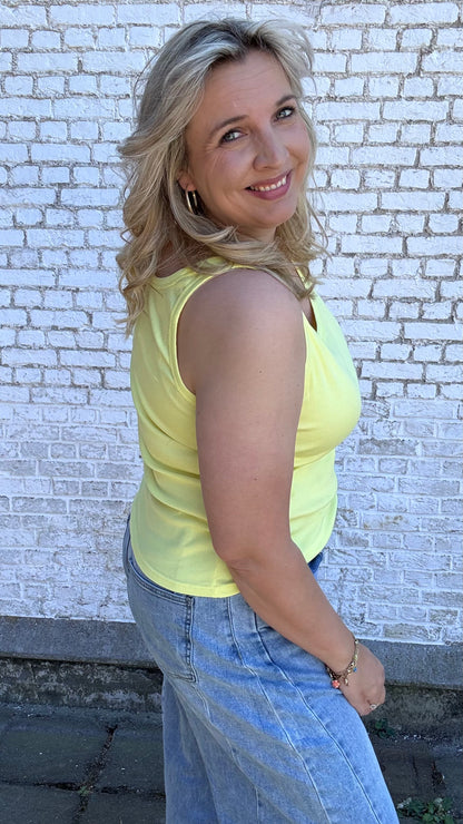 Ribbed top - Geel