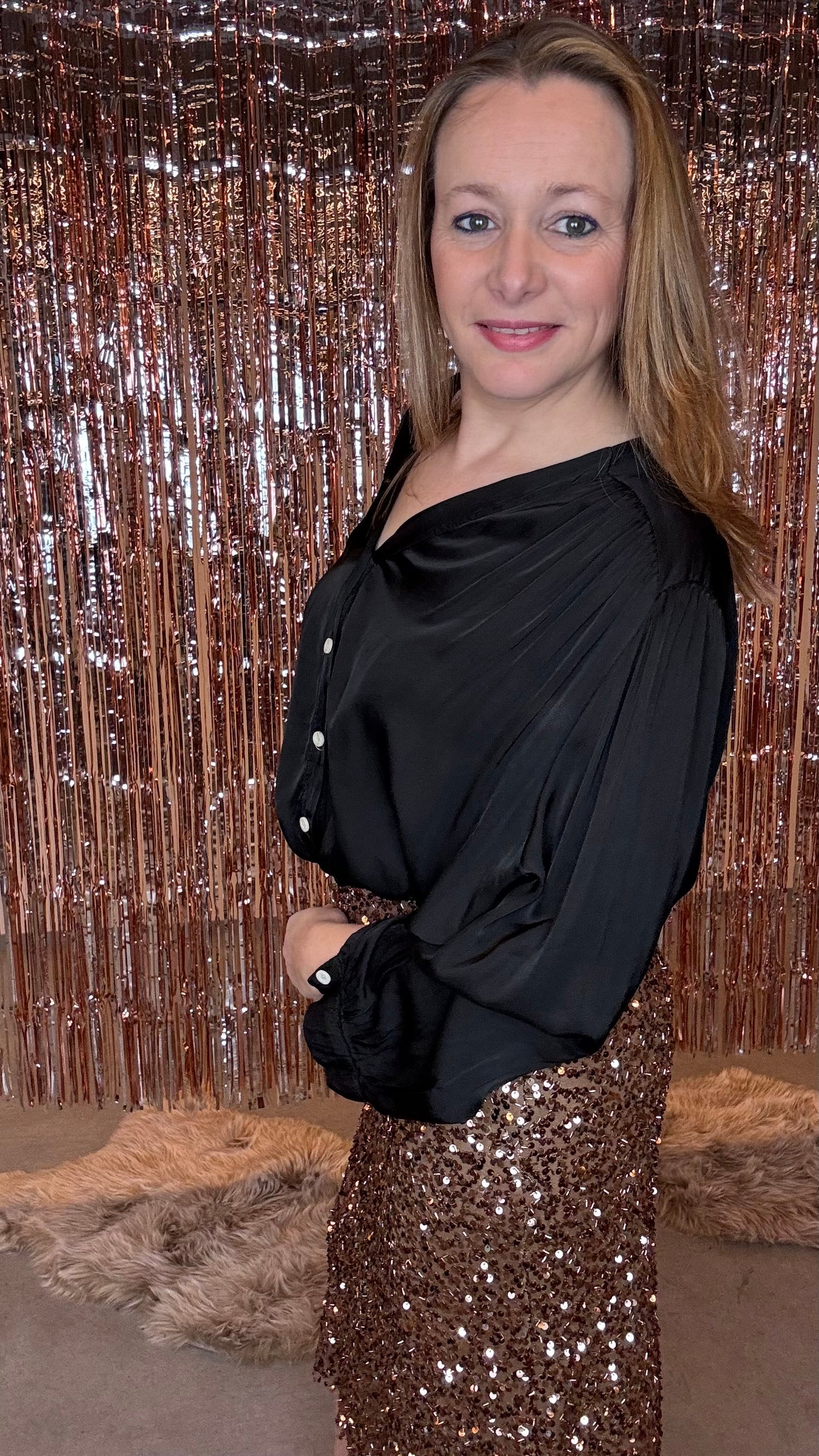 Liquid blouse - Zwart