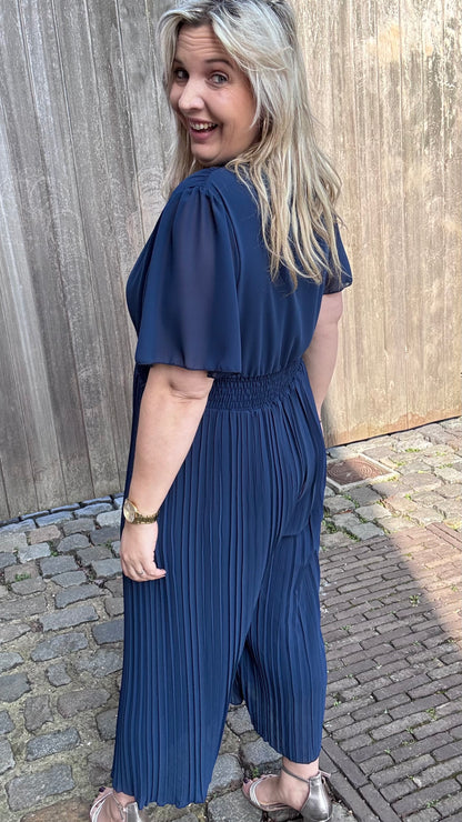 Plissé jumpsuit - Navy