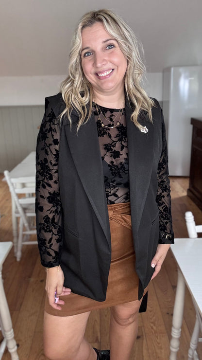 Royal mouwloze blazer - Zwart