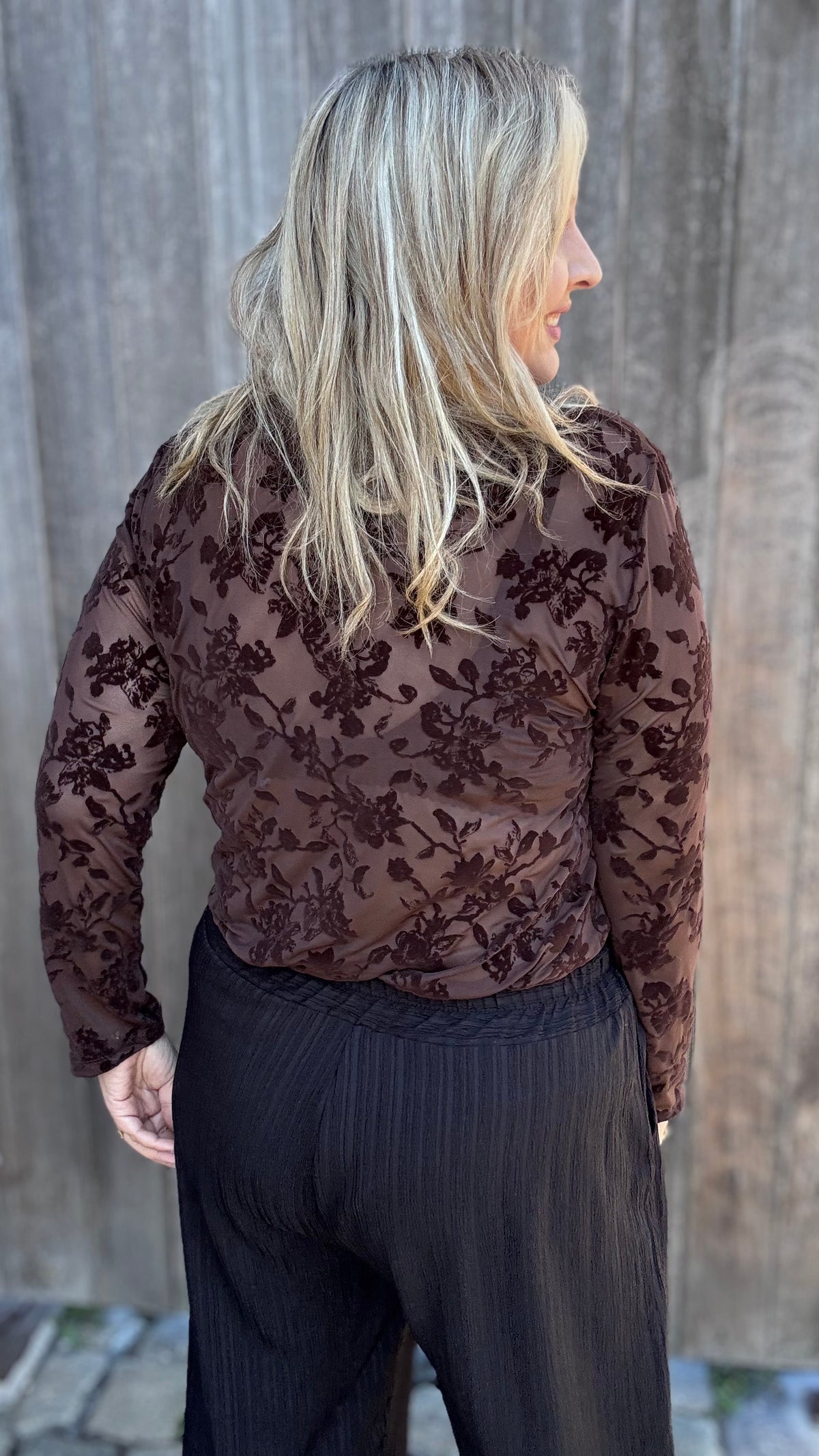 Velvet bloom blouse - Bruin