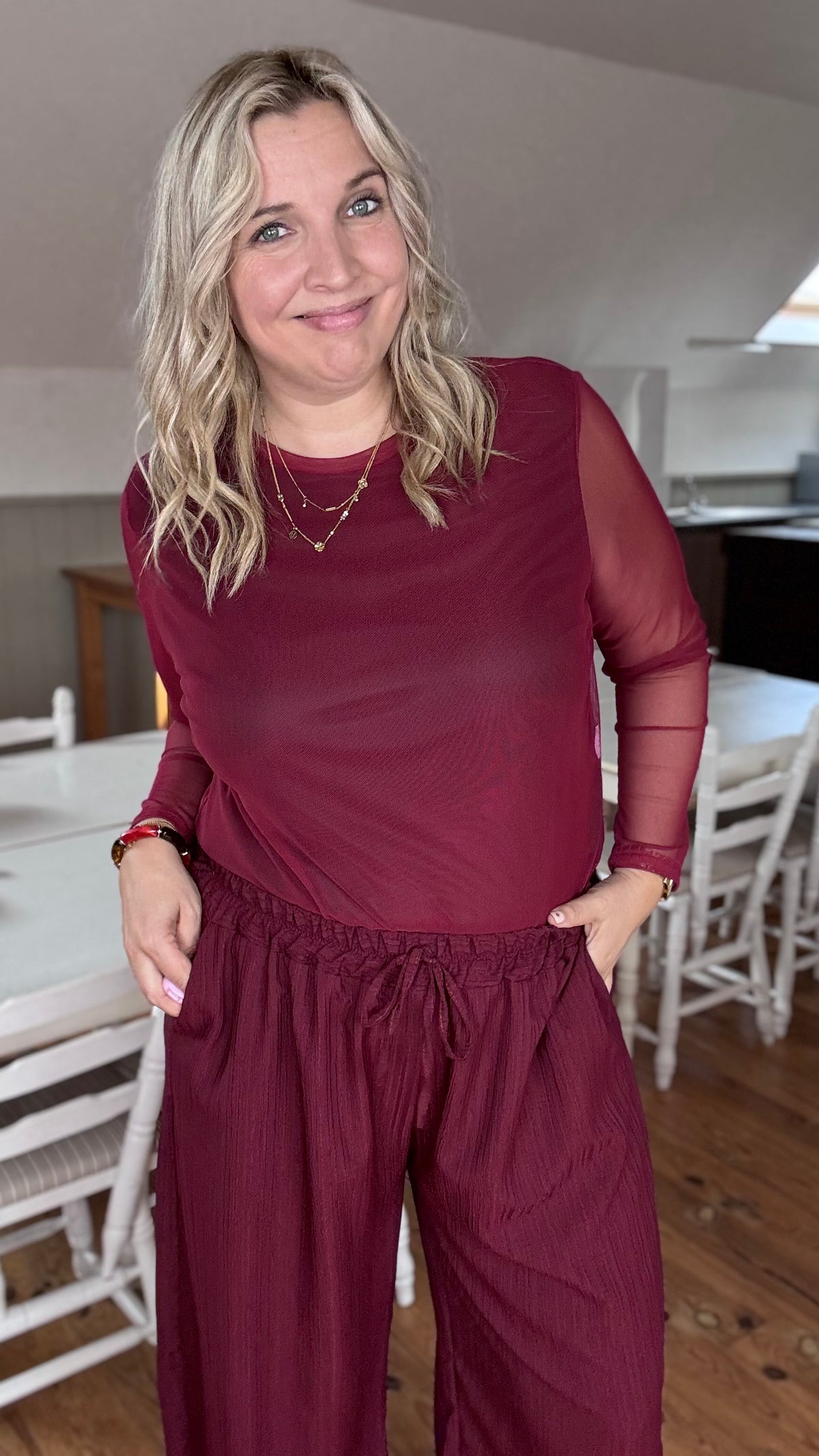 Bella palazzo pants - Burgundy