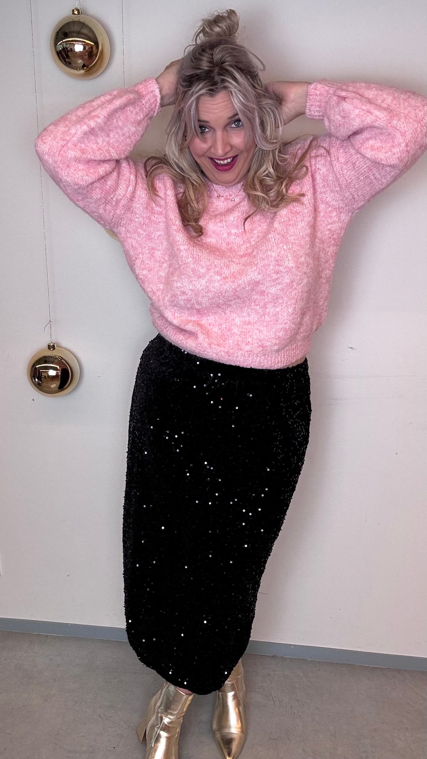 Winterglam trui - Roze