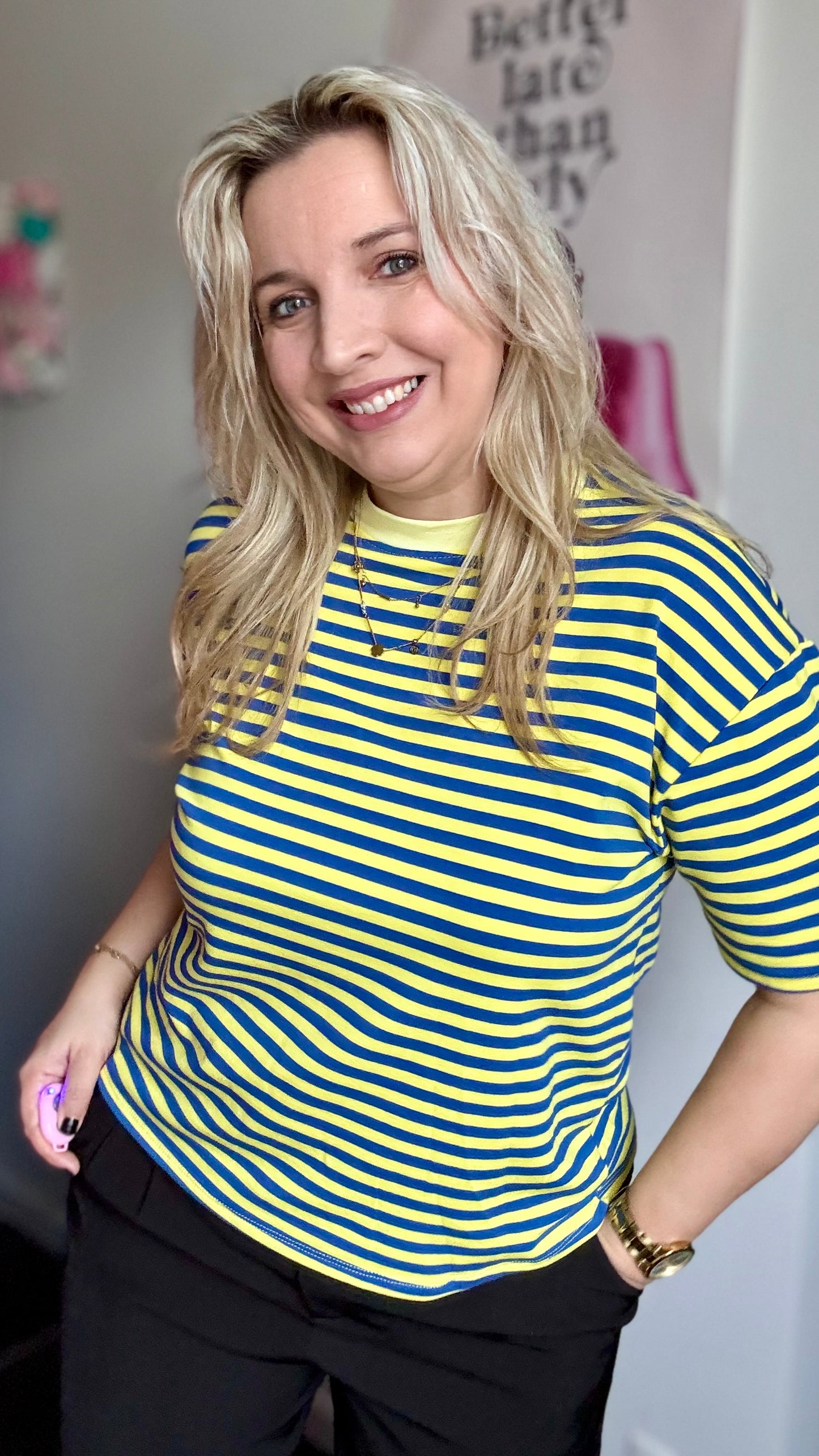 Claudia shirt - Blauw/geel