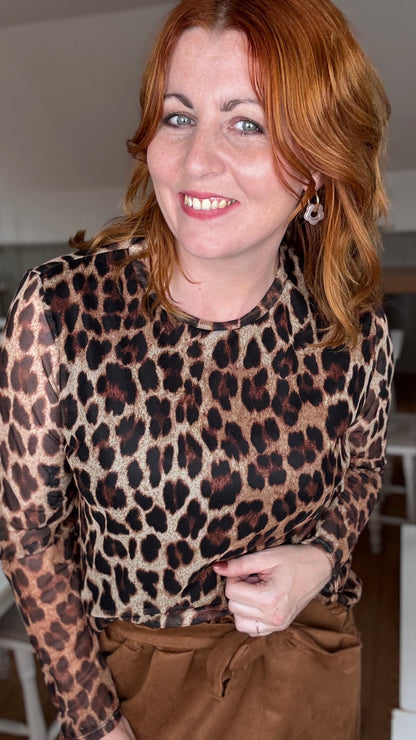 Elle mesh top - Leopard