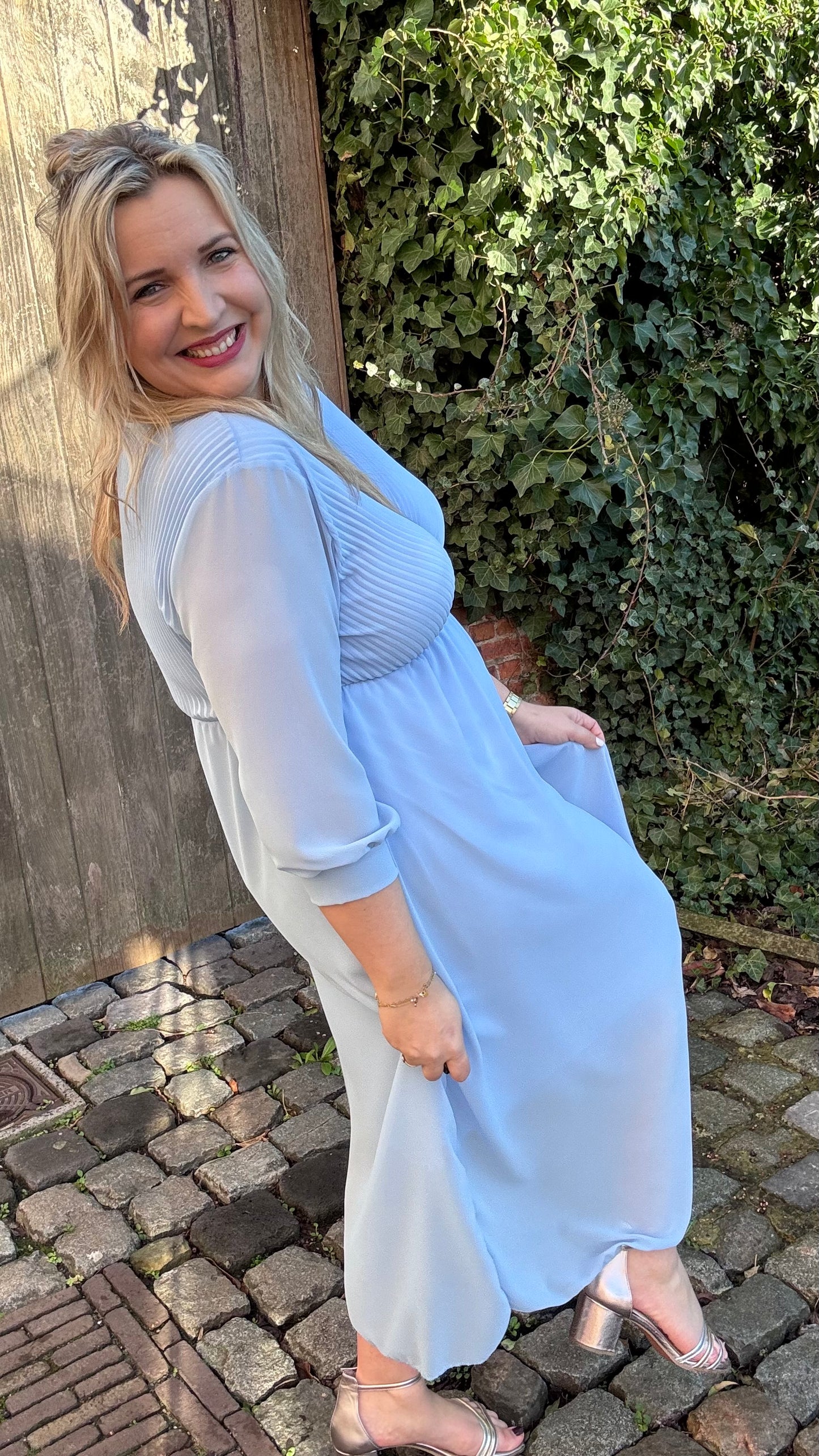 Plissé dress - Blauw