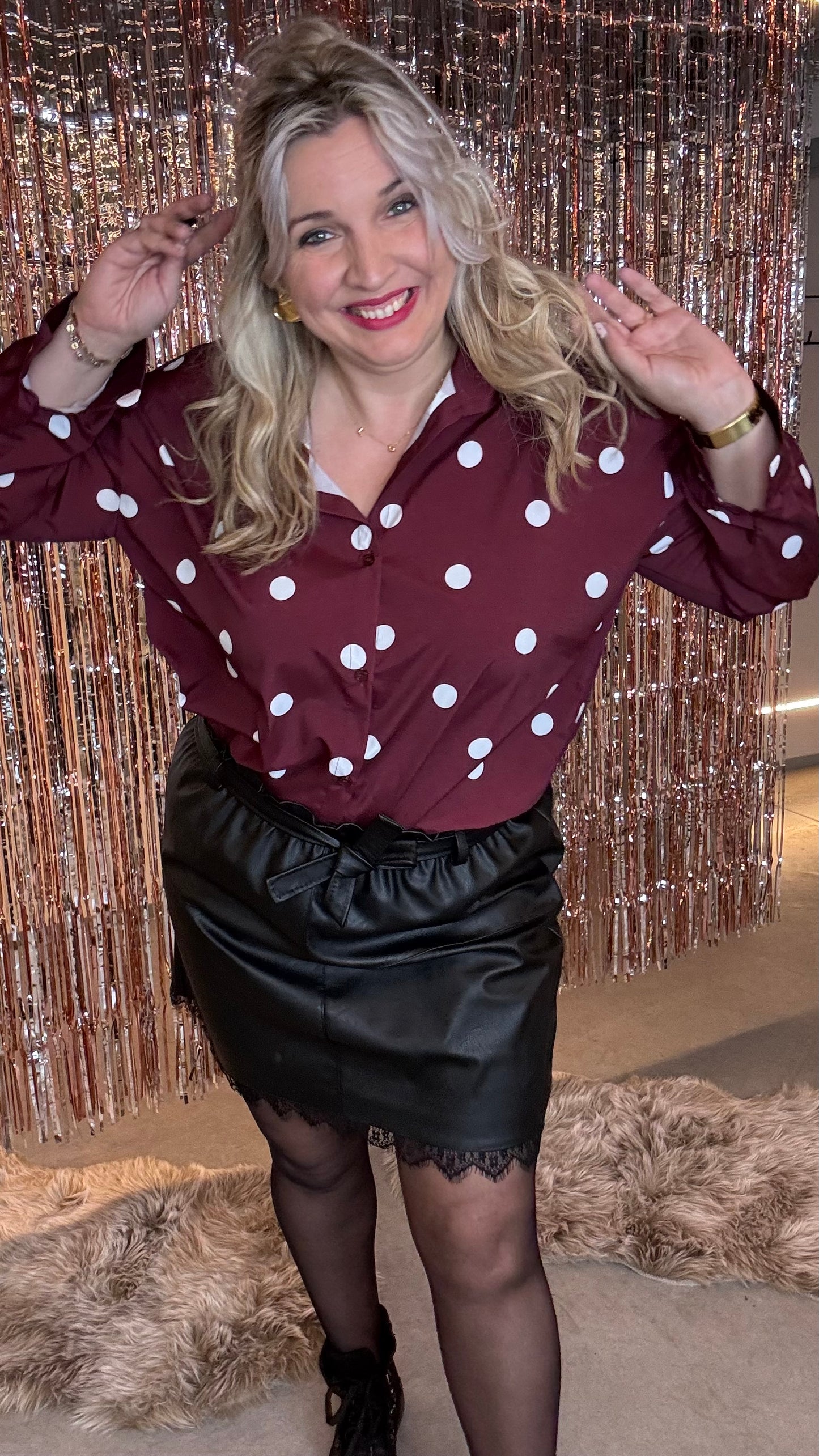 Burgundy Polkadots Blouse