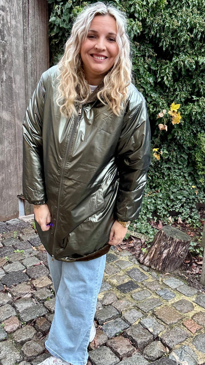 Glam plush jas - Kaki