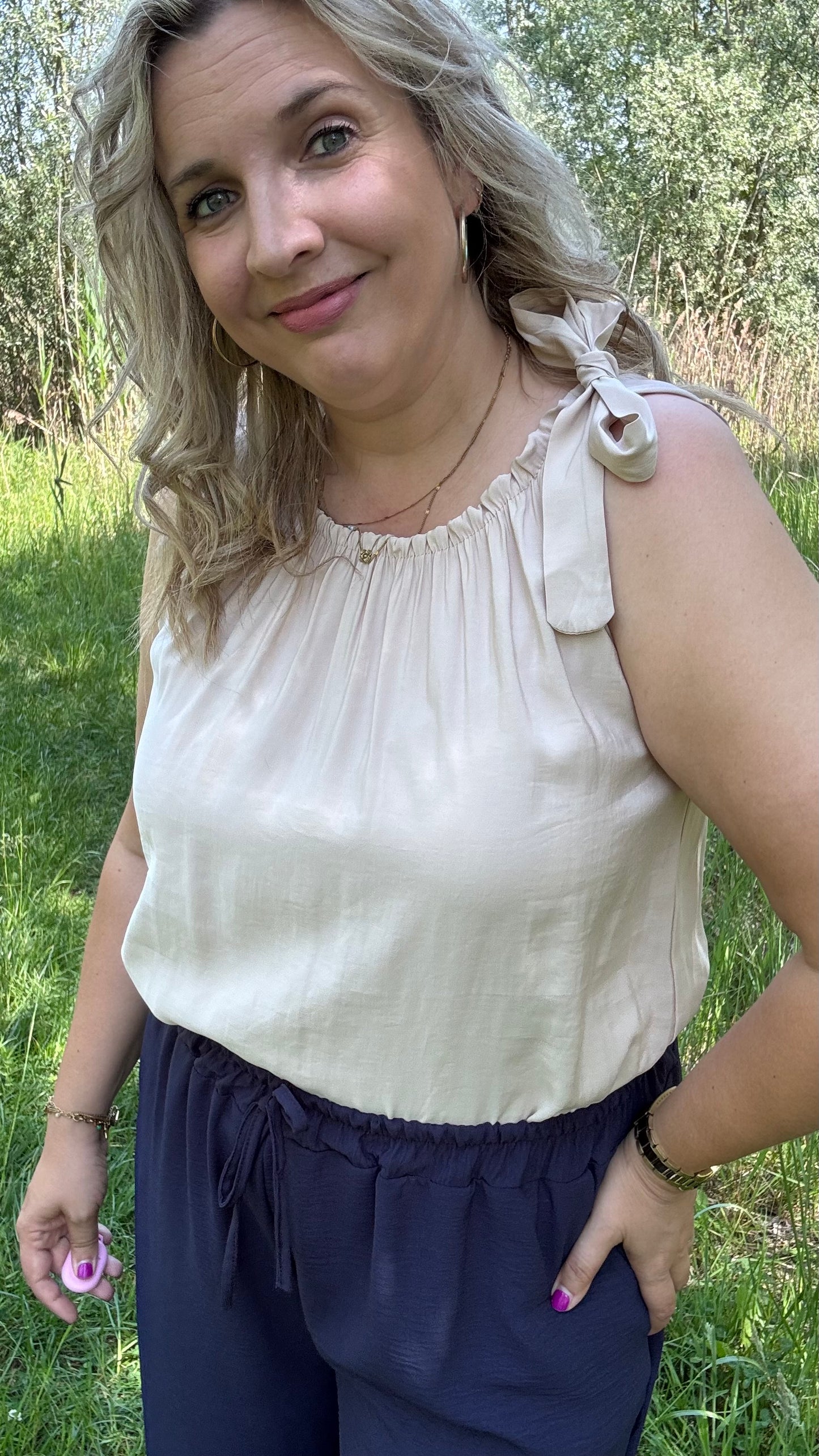 Shoulder bow top - Beige