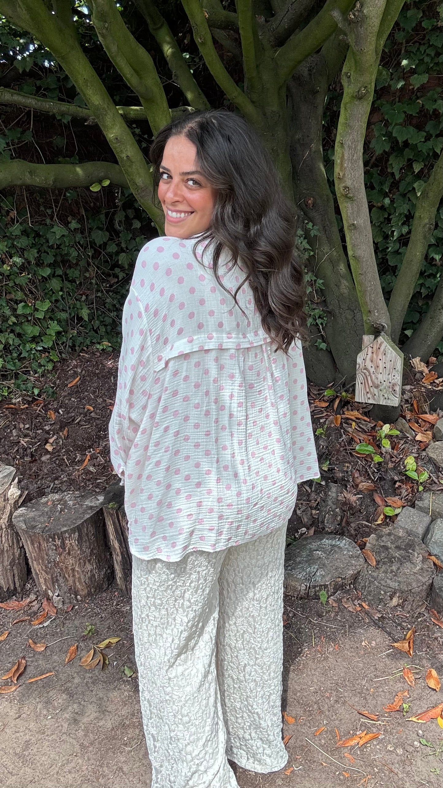 Dots tetra blouse - Roze