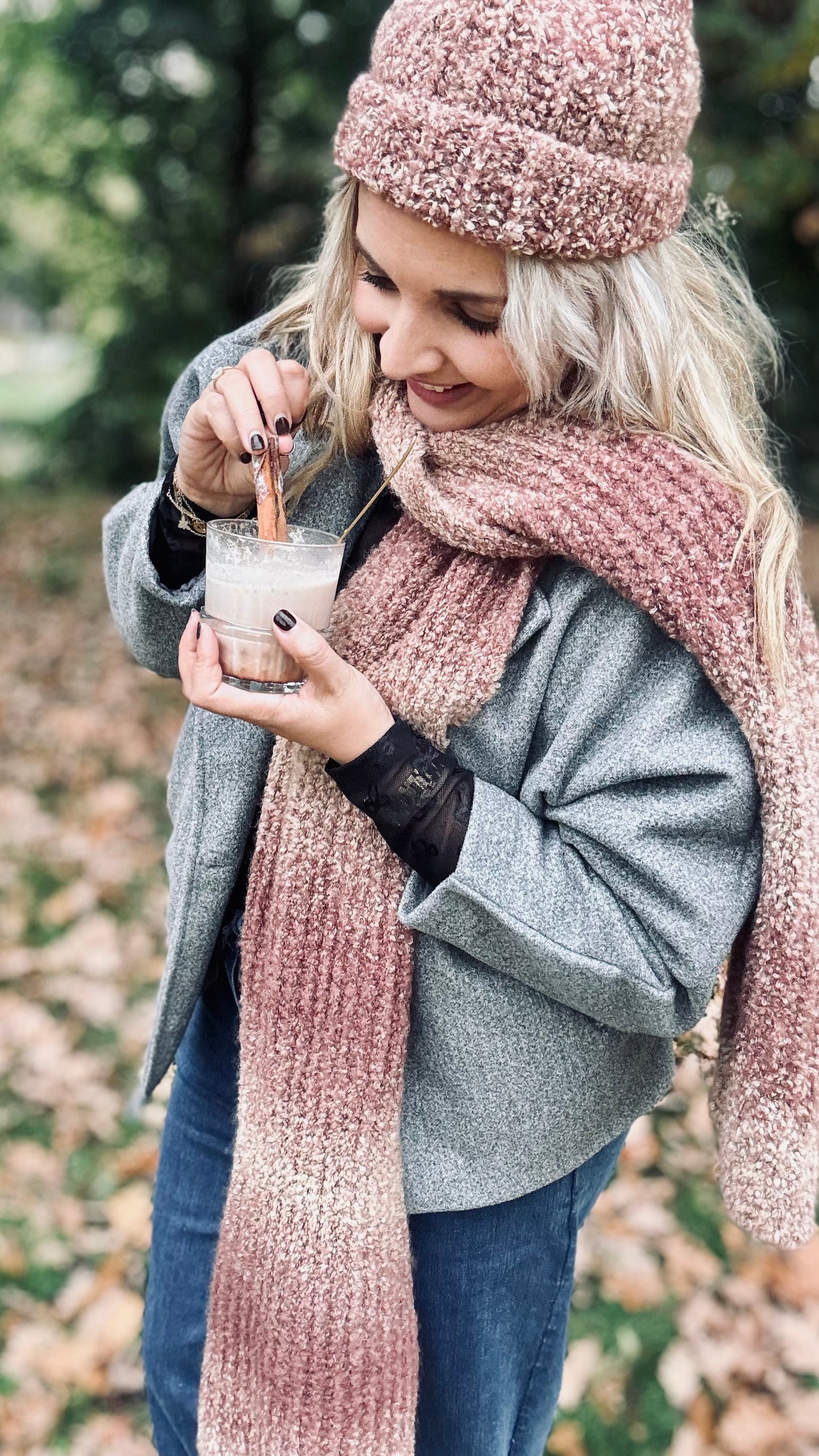 Mingle set (sjaal & muts) - Blush