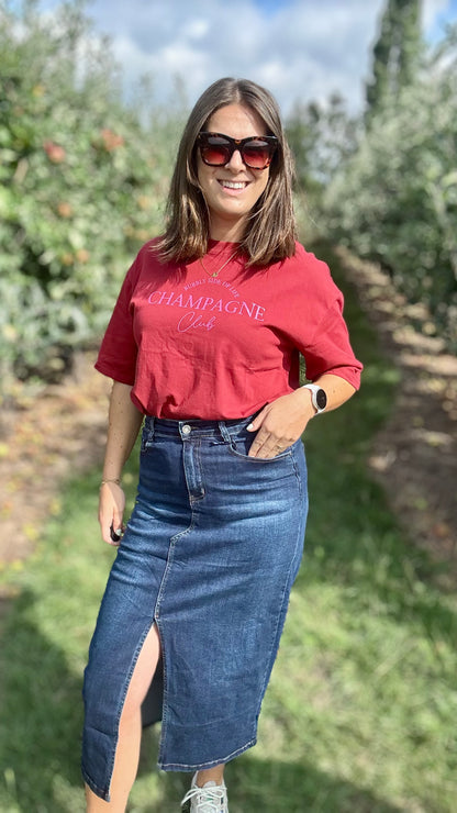 T-shirt champagne donkerrood