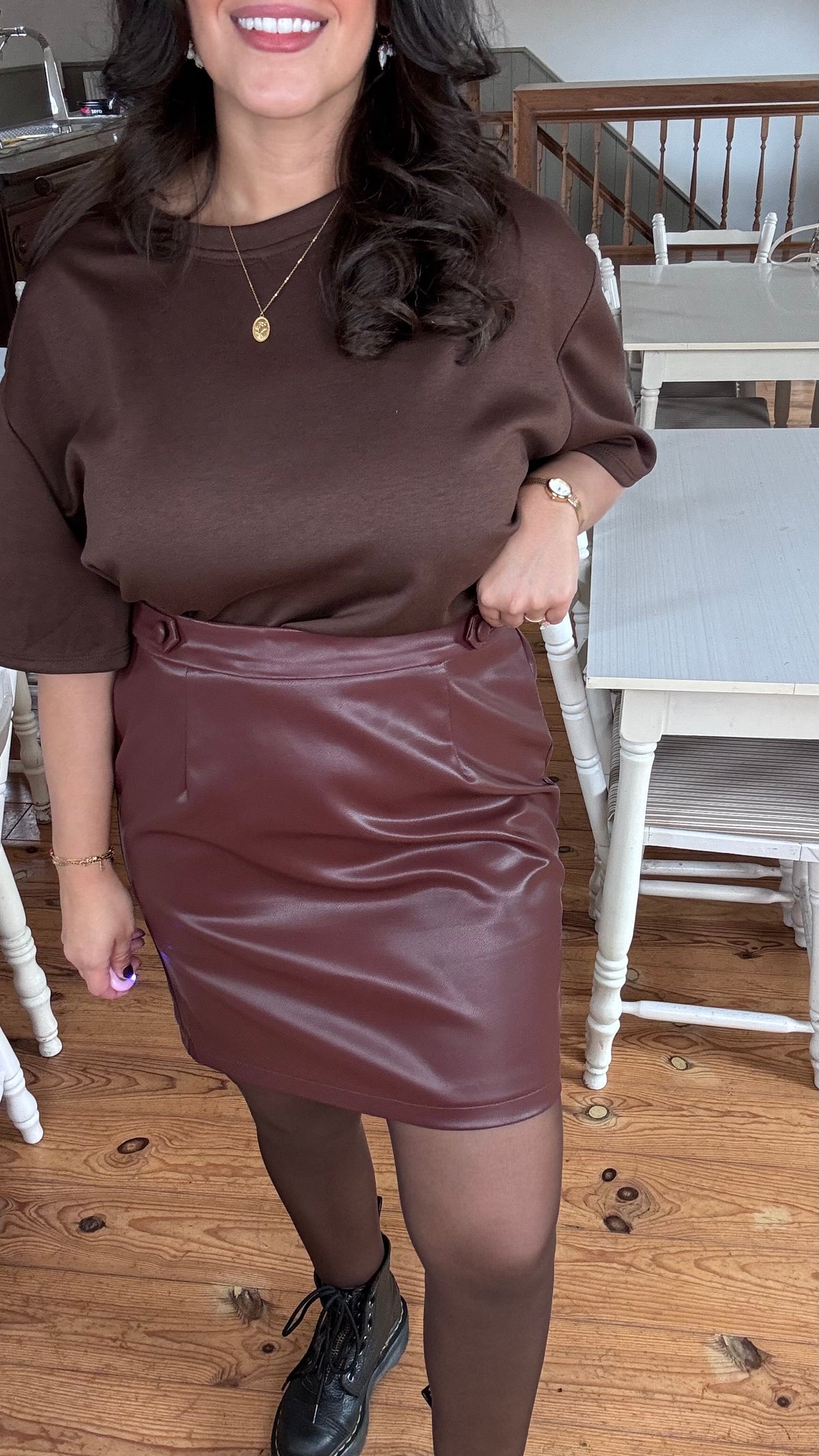 Lina leather rok - Bruin
