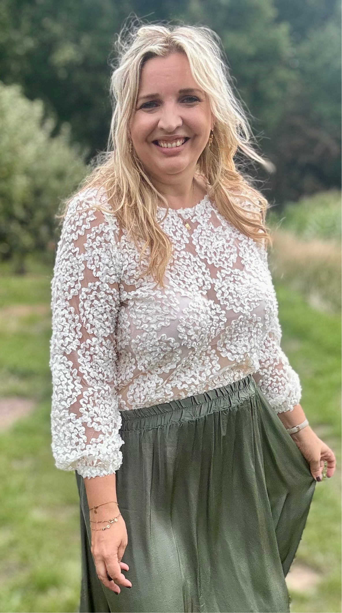 Rebel bloom blouse wit