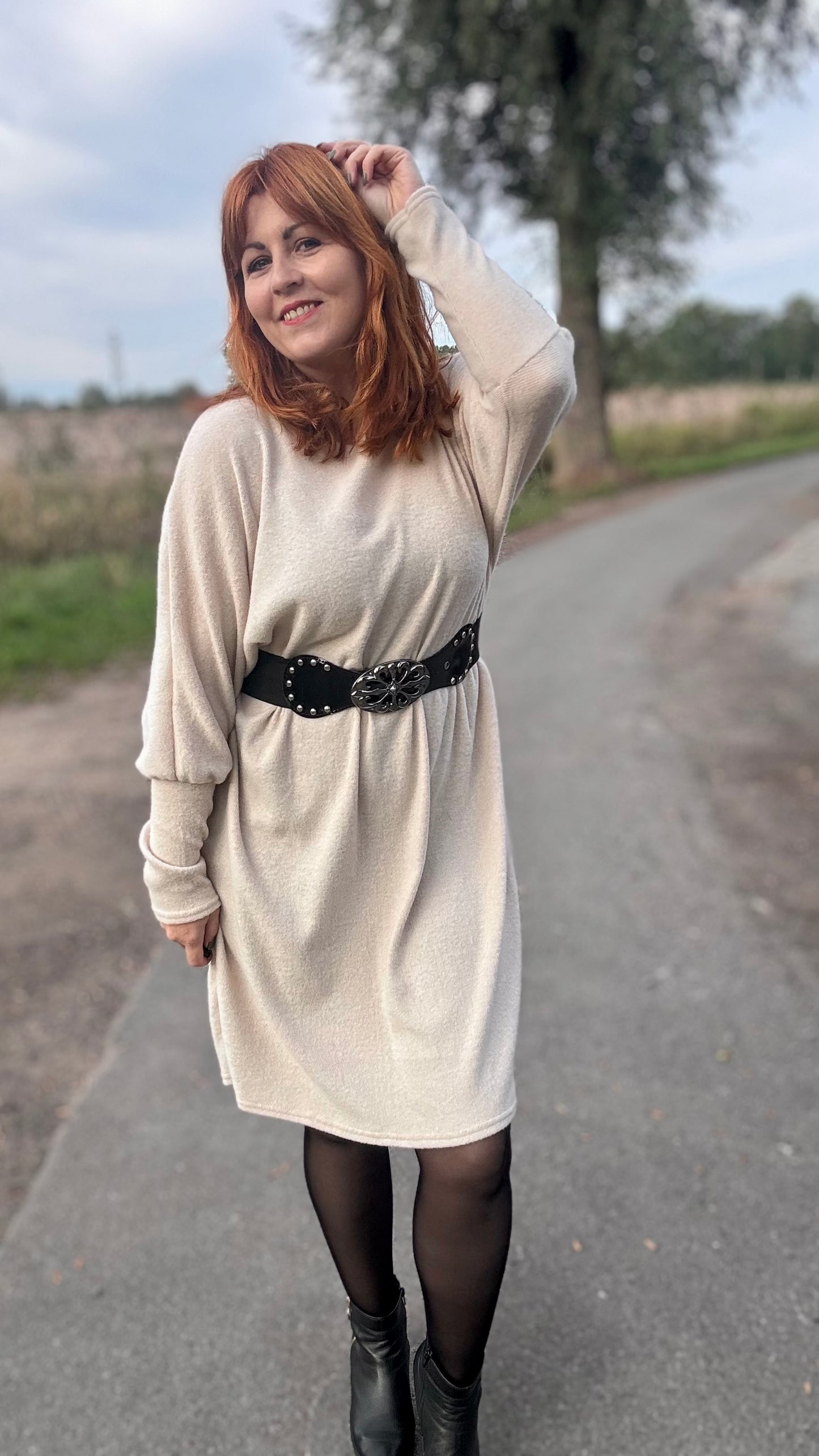 Lounge luxe jurk - crème