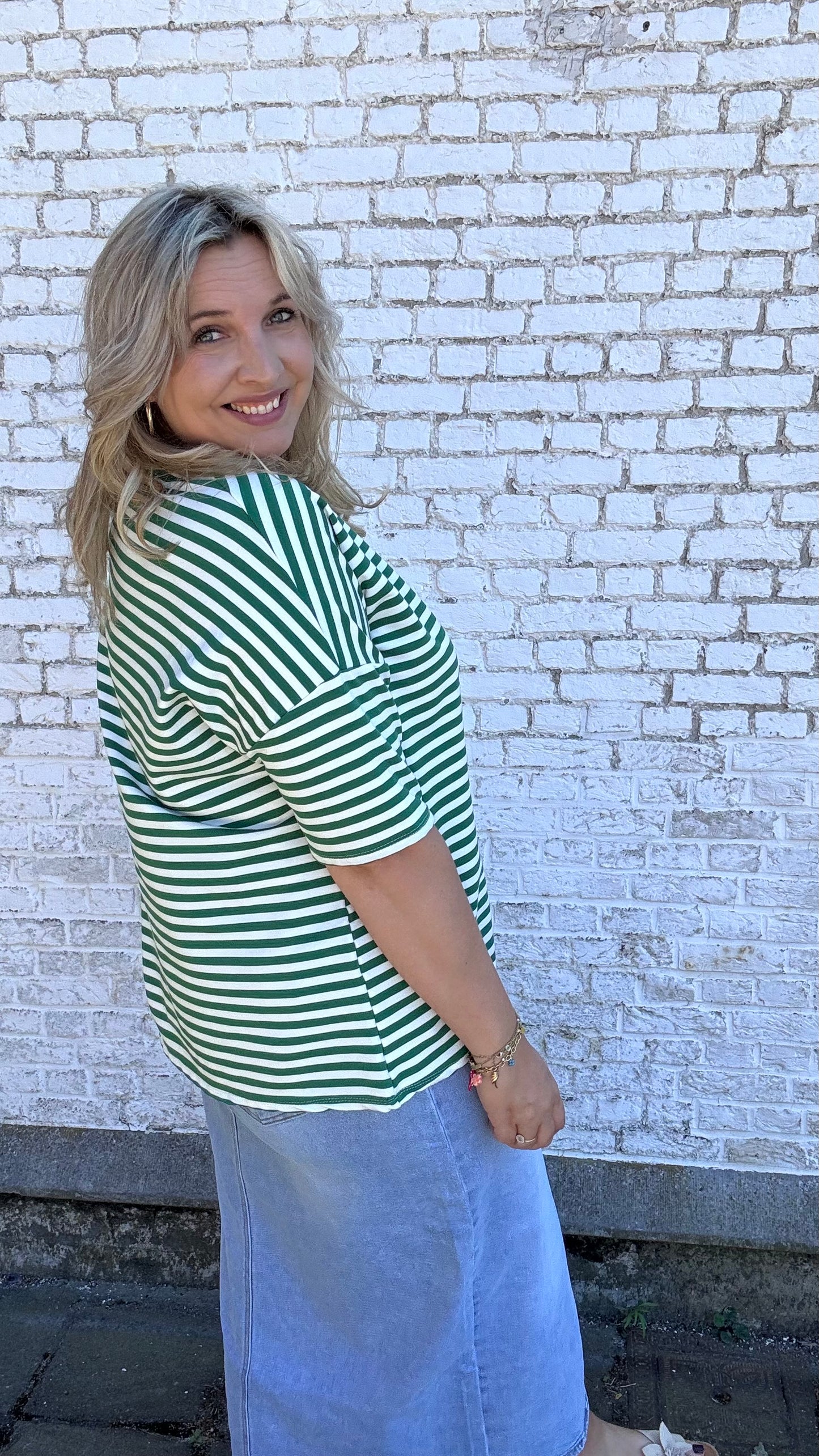 Yourself shirt - Groen/wit (Curve)