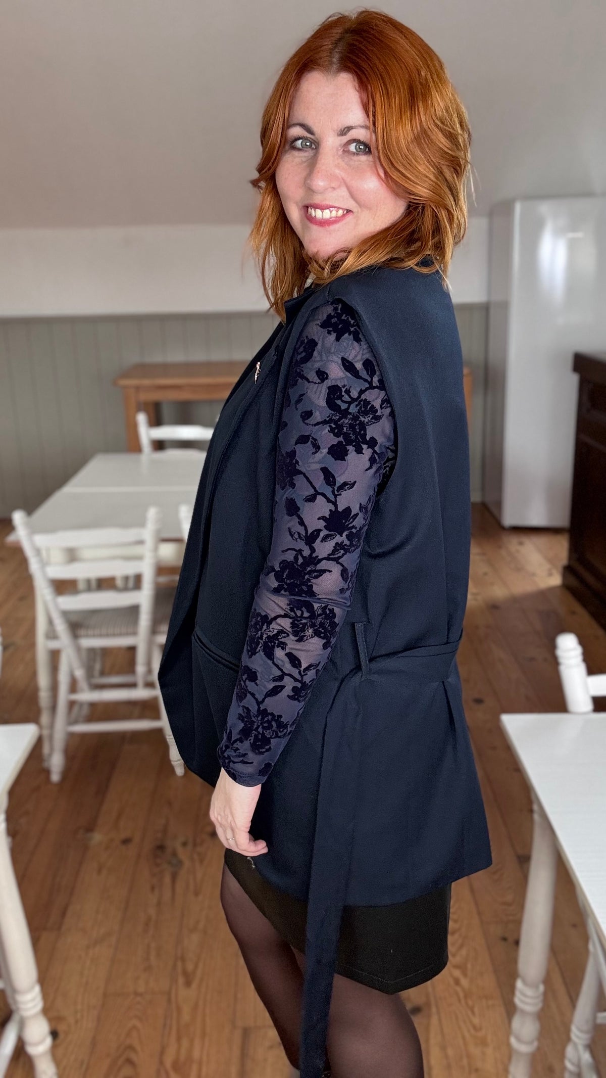 Royal mouwloze blazer - Donkerblauw