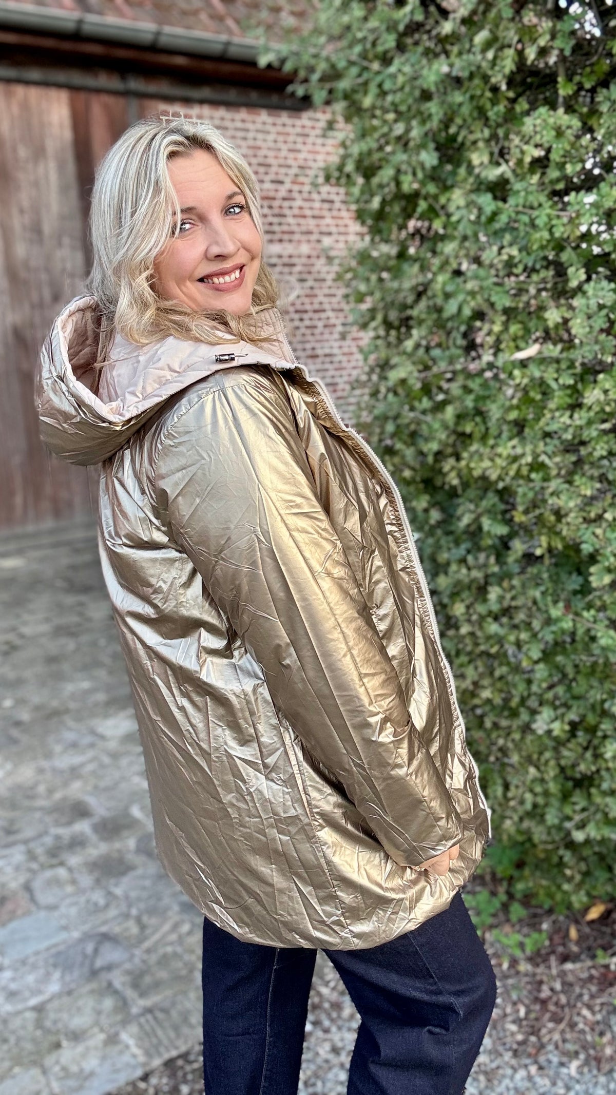 Long double trouble puffer - Crème