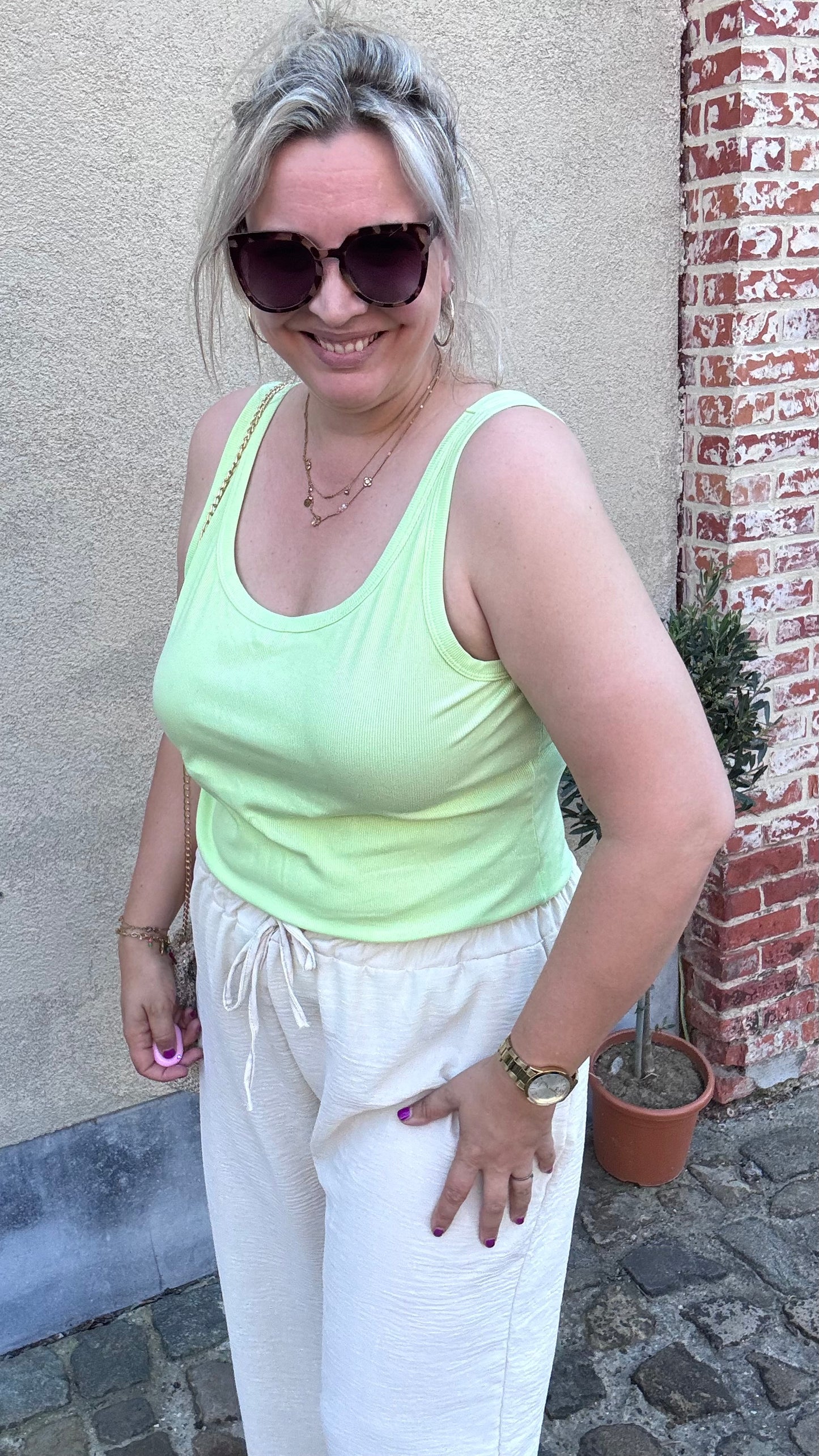 Ribbed top - Lime