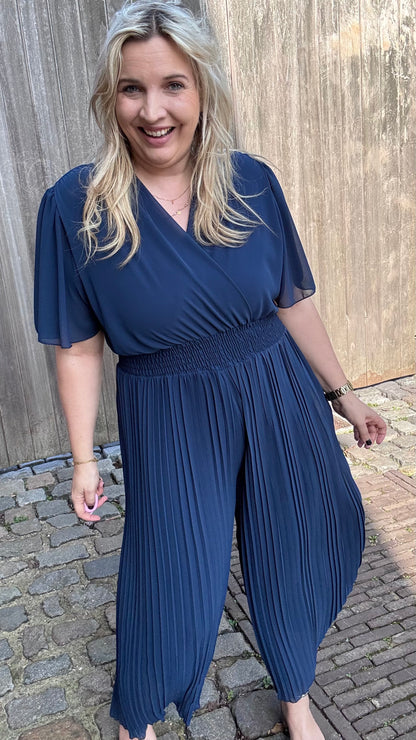 Plissé jumpsuit - Navy